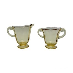 1930s Vintage Fostoria Lafayette Topaz Sugar & Creamer set